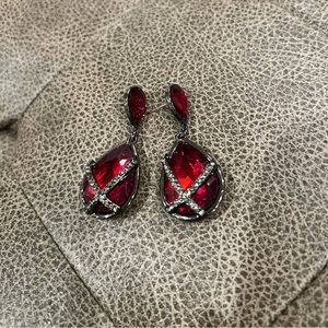 Red statement earrings